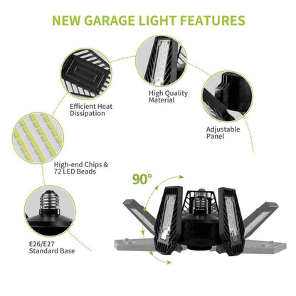 350-Watt Equivalent 6000 Lumen Foldable Garage LED Light Bulb E26 5000K CCT