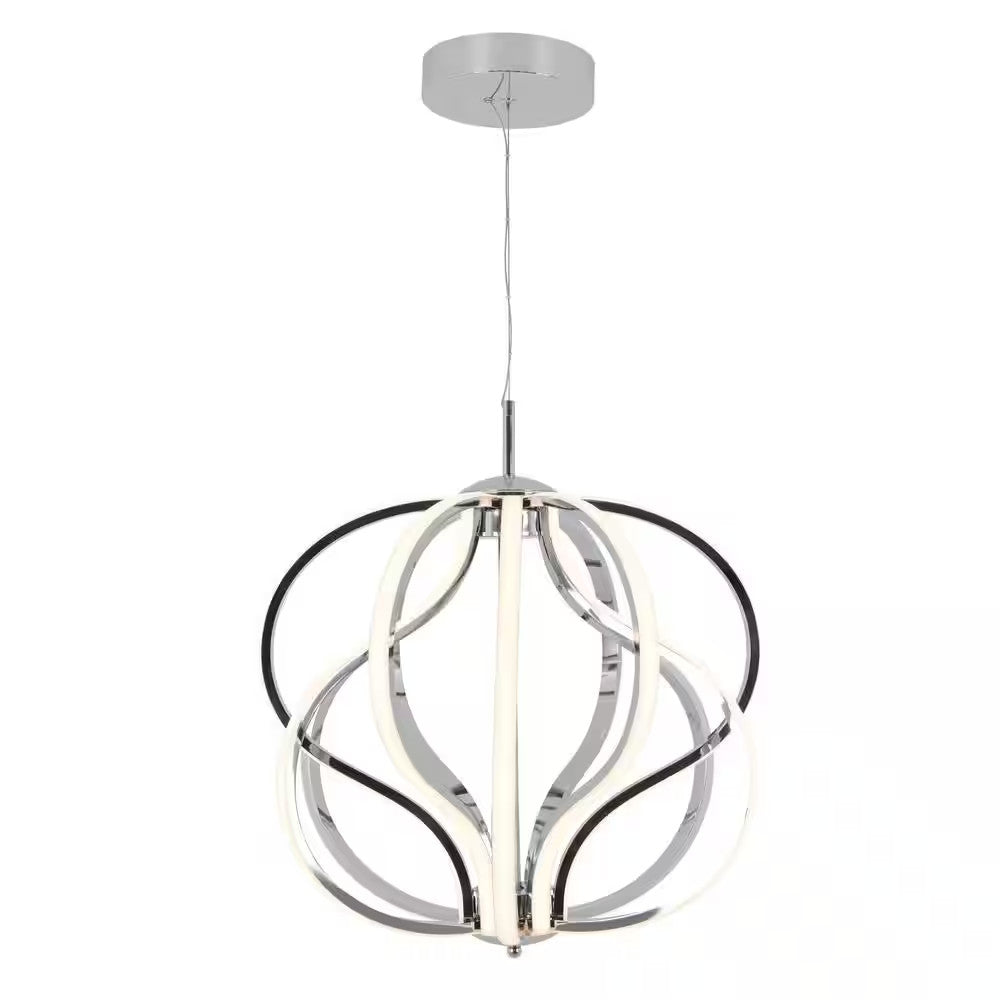Artika Meridian 30-Watt 1 Light Chrome Modern Integrated LED Pendant Light Fixtu
