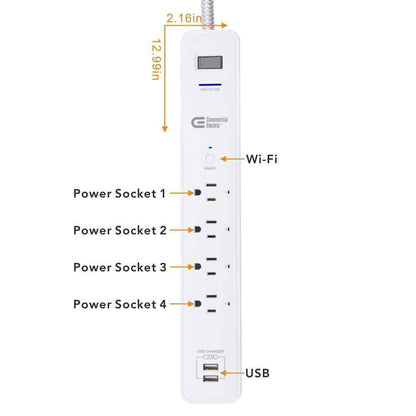 Commercial Electric 3 ft. 4-Outlet White Surge Protector Smart with USB Hubspace