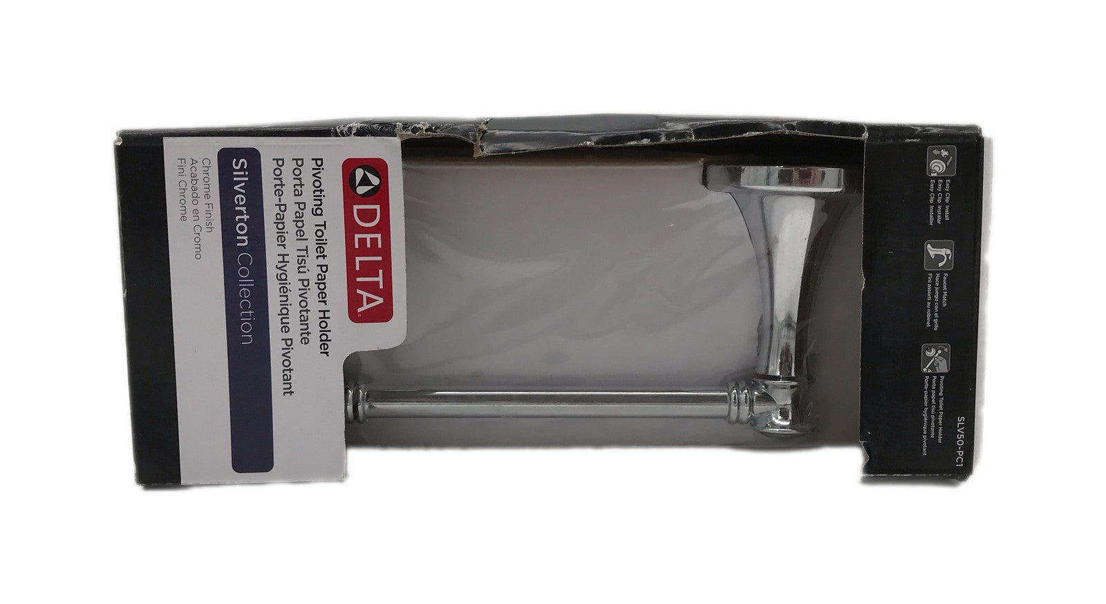 Delta Silverton Wall Mount Pivot Arm Toilet Paper Holder in Polished Chrome