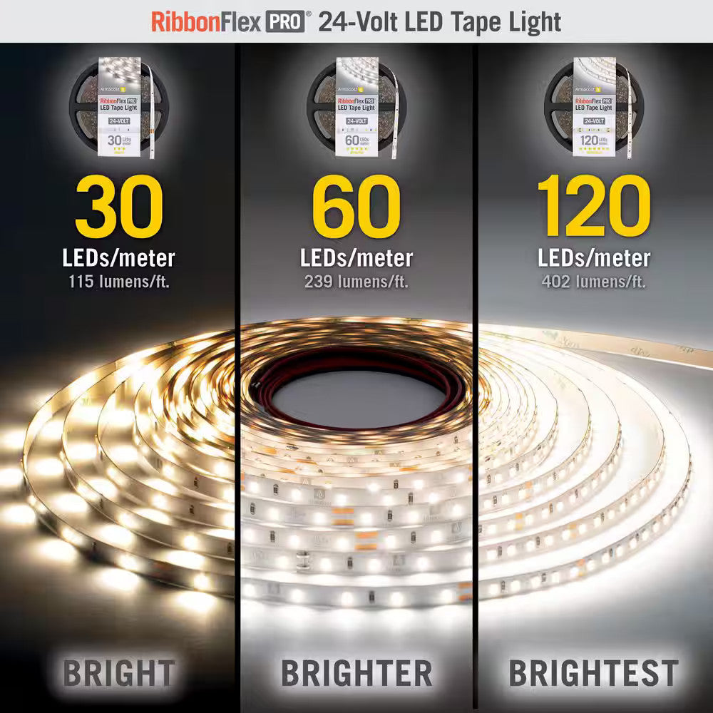 Armacost RibbonFlex Pro LED Tape Light, Bright White (4000K) 120LEDs/M, 32.8"