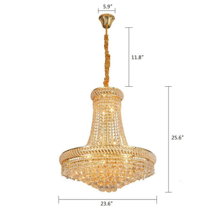 14-Light Golden France Empire Style Modern K9 Crystal Raindrop Chandelier Light