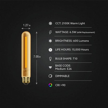 (4-Pk) Feit Electric Dimmable Straight Filament LED Light Bulb Warm White 60W