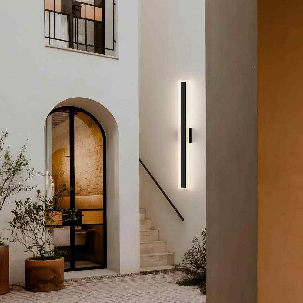 31.5 in. 1-Light Black Modern Linear Integrated LED Indoor/Outdoor Wall Sconce