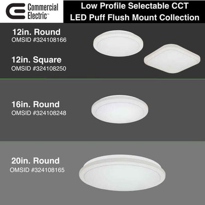 Commercial Electric 12"  Low Profile LED Flush Mount Square Closet Light Fixture