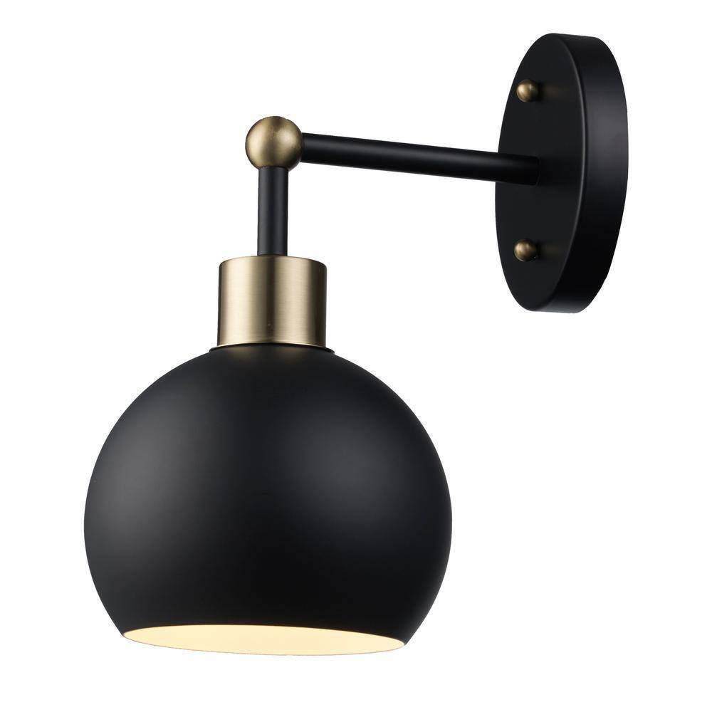 Bel Air Indigo 1-Light Black & Gold Wall Sconce Light Fixture with Metal Shade