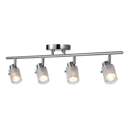 Bel Air Lighting 29" 4-Light Brushed Nickel Track Light Frosted Glass Shades