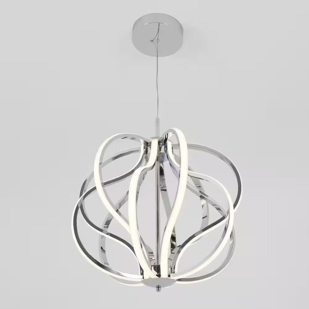 Artika Meridian 30-Watt 1 Light Chrome Modern Integrated LED Pendant Light Fixtu