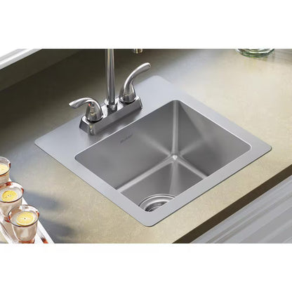 Crosstown 15" Drop-In/Undermount Single Stainless Steel Kitchen Sink + Faucet