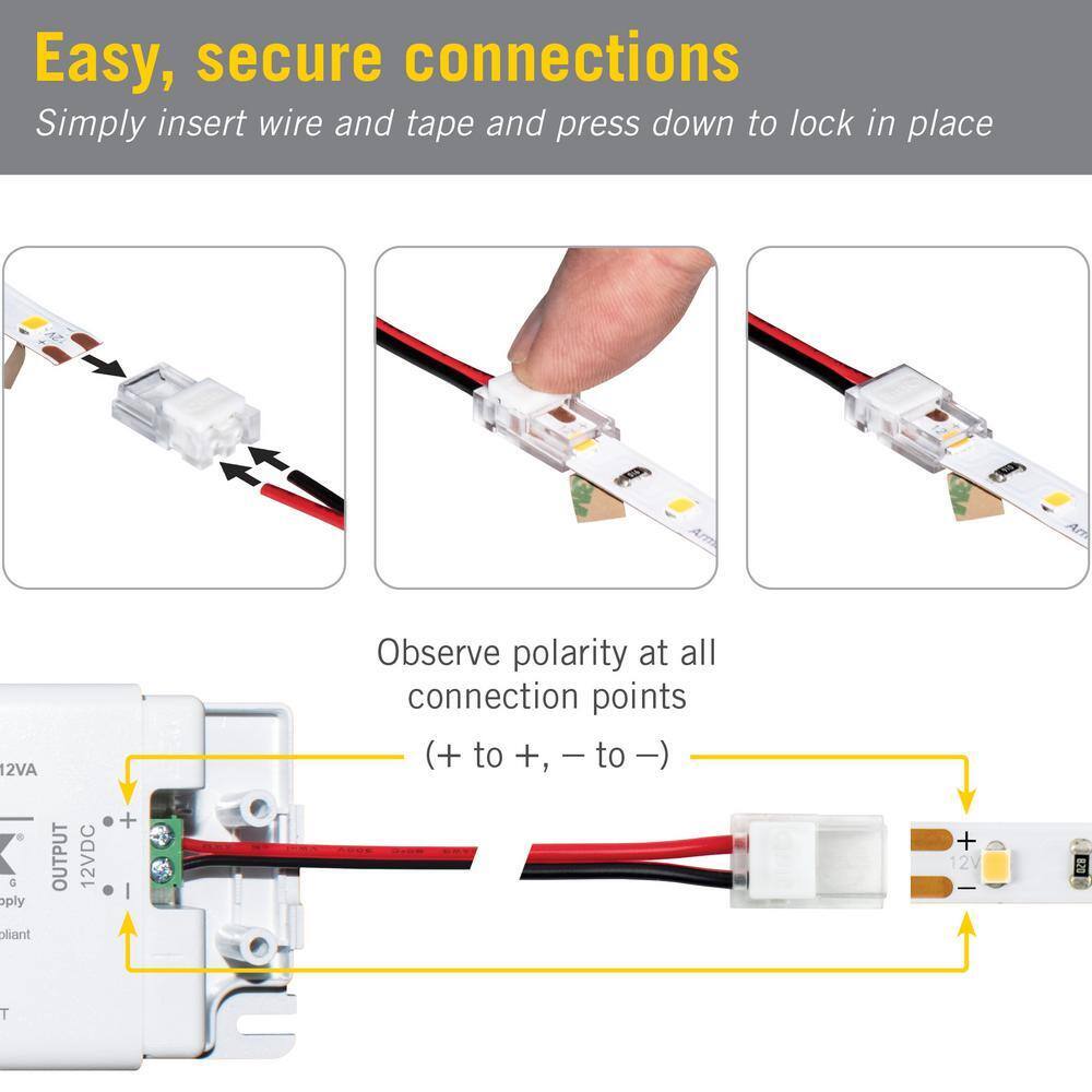 Armacost Lighting SureLock Pro White/Single LED Tape to Wire Channel Connector