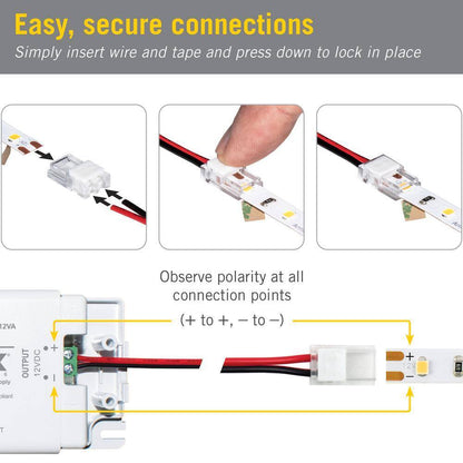 Armacost Lighting SureLock Pro White/Single LED Tape to Wire Channel Connector
