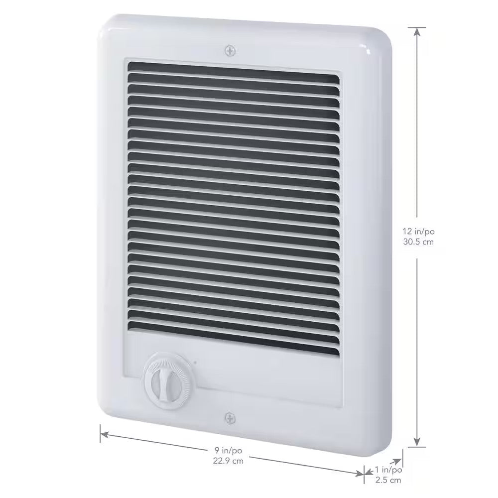 Cadet 240v 1500w Com-Pak In-wall Fan-forced Electric Heater, White w Thermostat