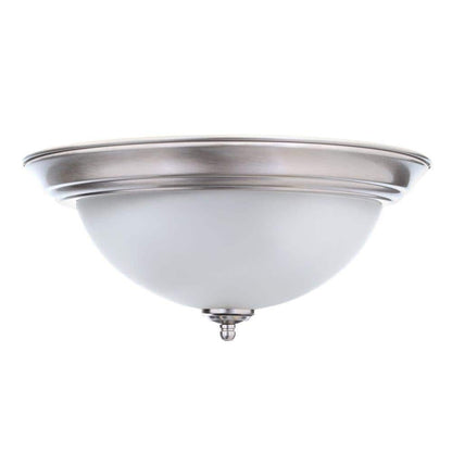 Commercial Electric 11 in. Brushed Nickel Flush Mount Frosted Glass Shade 2-Pack