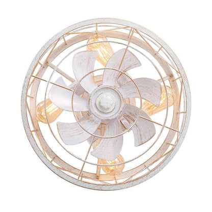 Breezary 16.5 in. White/Gold Enclosed Flush Mount Ceiling Fan w/ Light & Remote