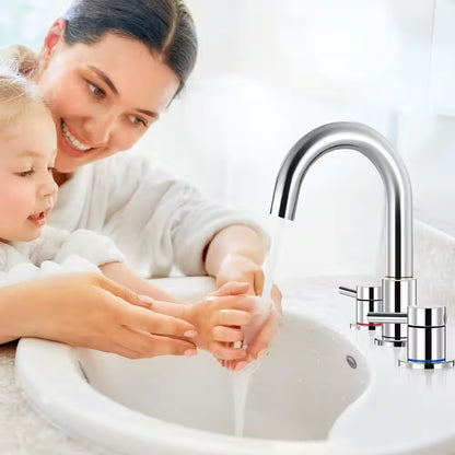 8" Widespread High Arc Bathroom Faucet 360-Degree Swivel Spout, Polished Chrome