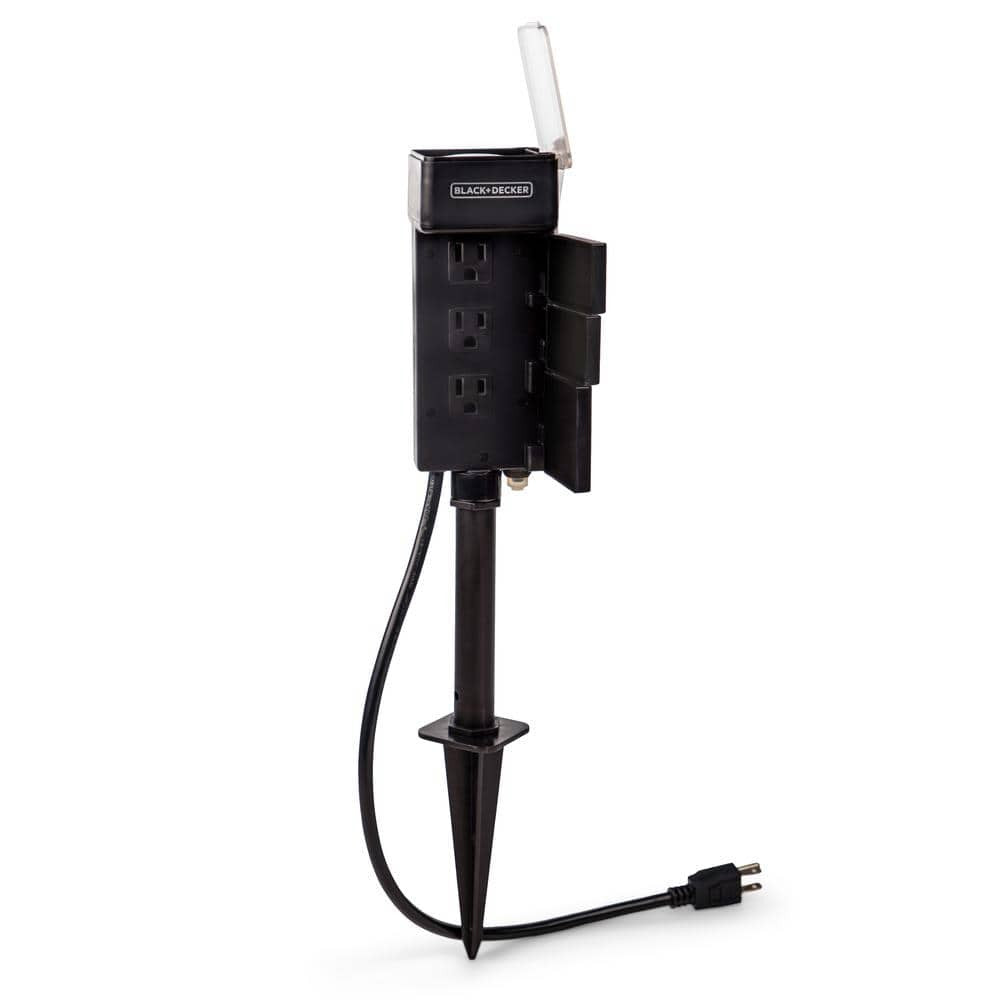 BLACK+DECKER Garden Stake 6 Grounded Outlet Tools Timer Waterproof Timer