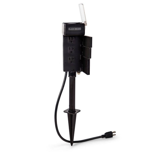 BLACK+DECKER Garden Stake 6 Grounded Outlet Tools Timer Waterproof Timer