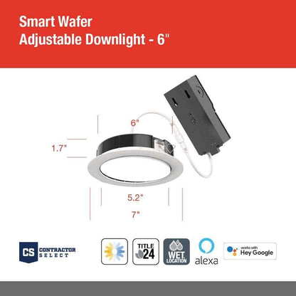 6 in.Tunable Canless Adjustable Integrated LED Recessed Light Downlight Trim