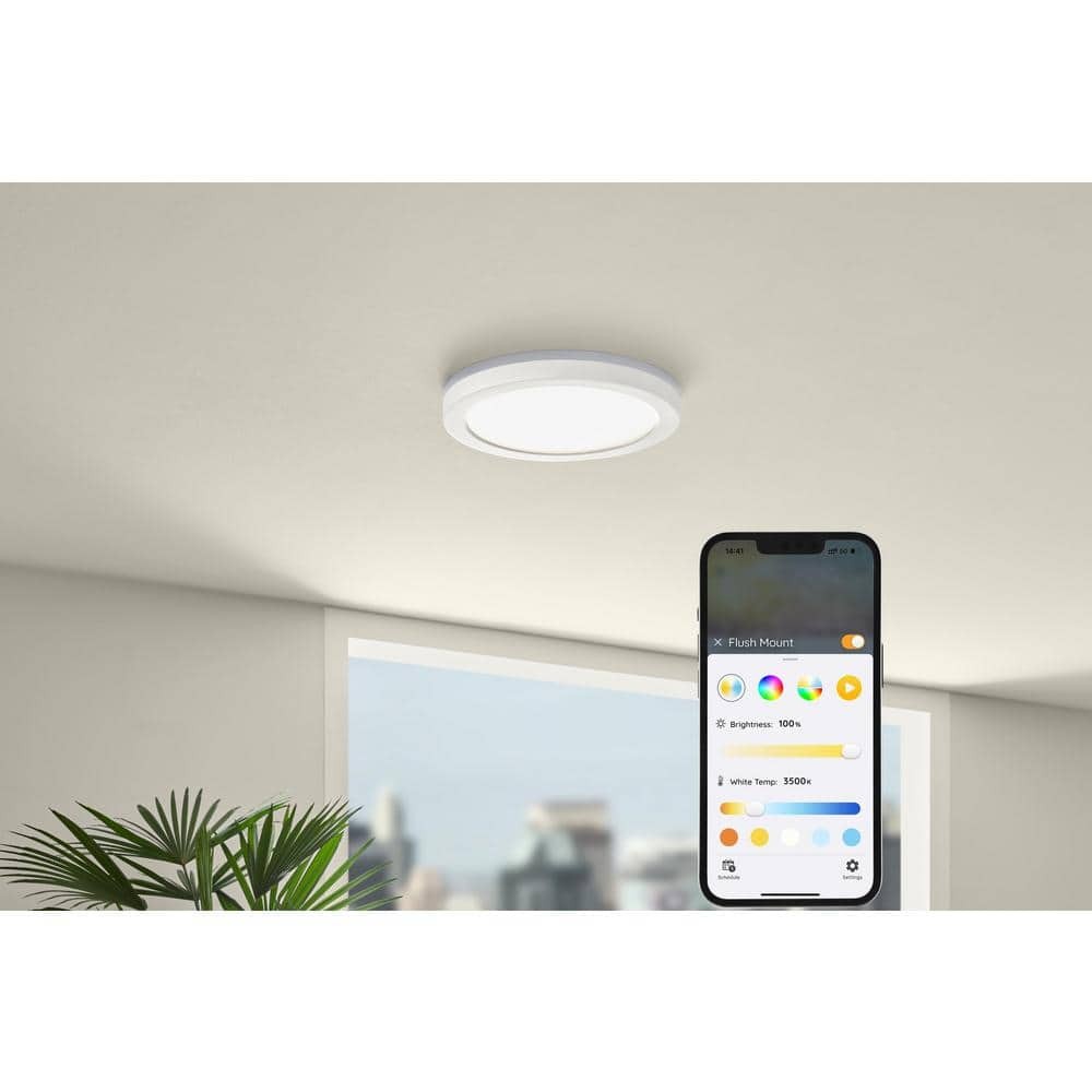 Commercial Electric Smart Flush Mount 13in Matte White 1006486536