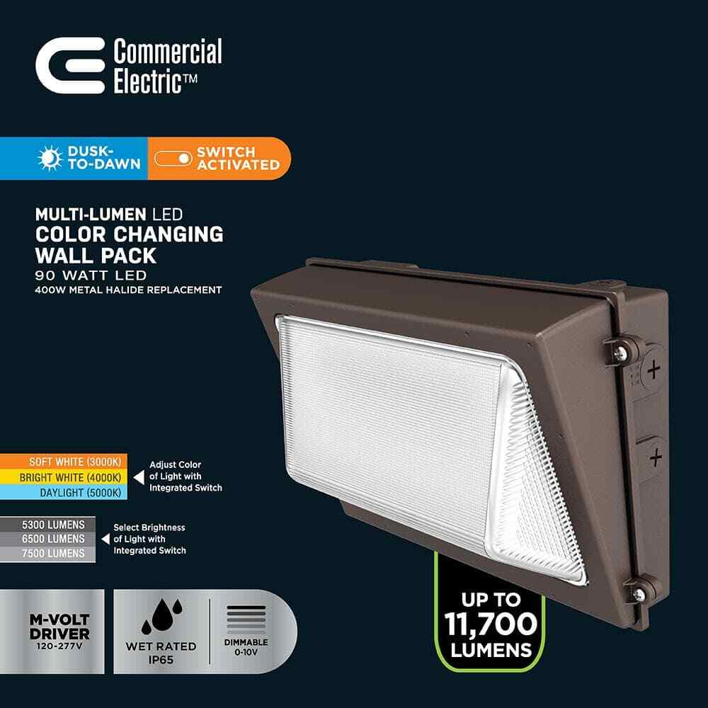 Commercial Electric LED Bronze Dusk to Dawn Wall Pack Light 3000K-5000K