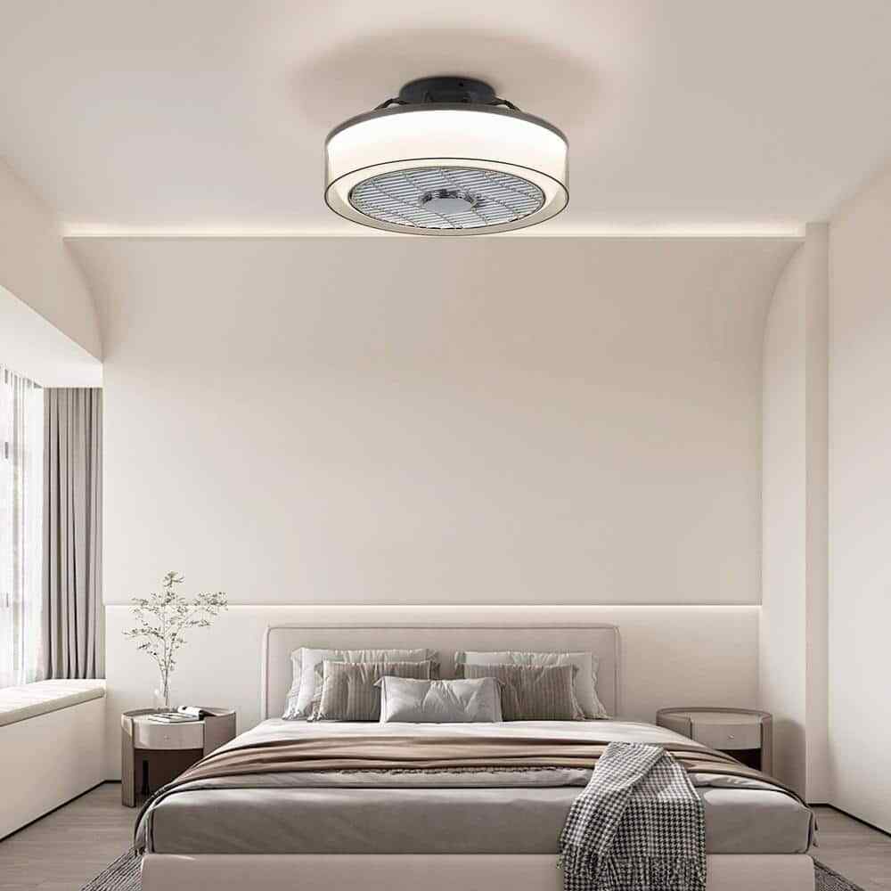 ANTOINE 16 in. Indoor Gray Low Profile Ceiling Fan w/ Dimmable Light & Remote