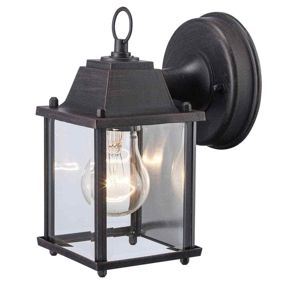 Bel Air Lighting Patrician Rust Outdoor Wall Light Fixture w/ Clear Glass