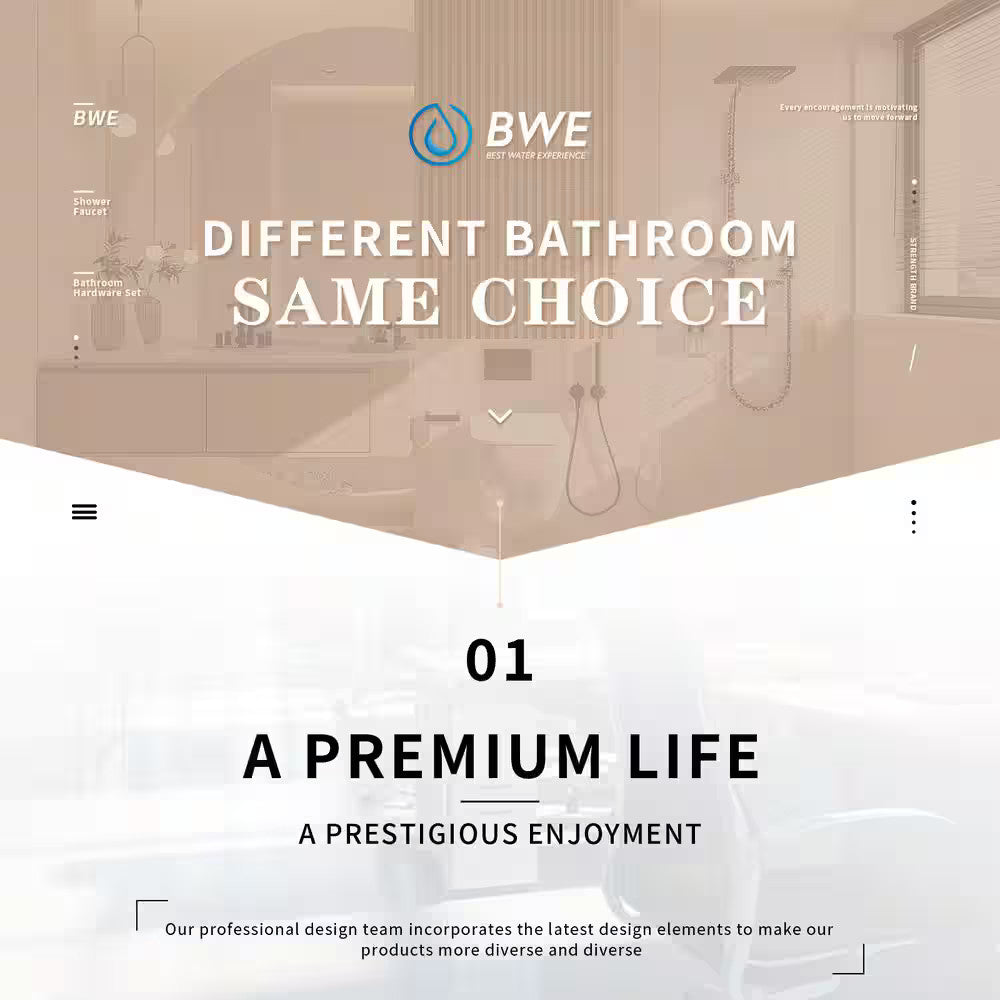 BWE Two-Handle Wall Mounted Bathroom Faucet in Brushed Gold