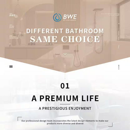 BWE Two-Handle Wall Mounted Bathroom Faucet in Brushed Gold