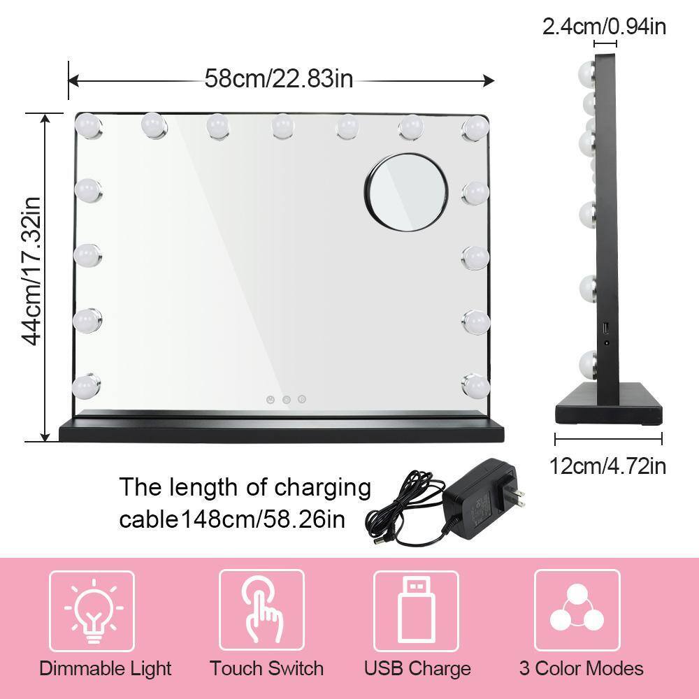 Depuley 23in Vanity Mirror w/ Lights Lighted Makeup Mirror w/ Smart Touch Switch