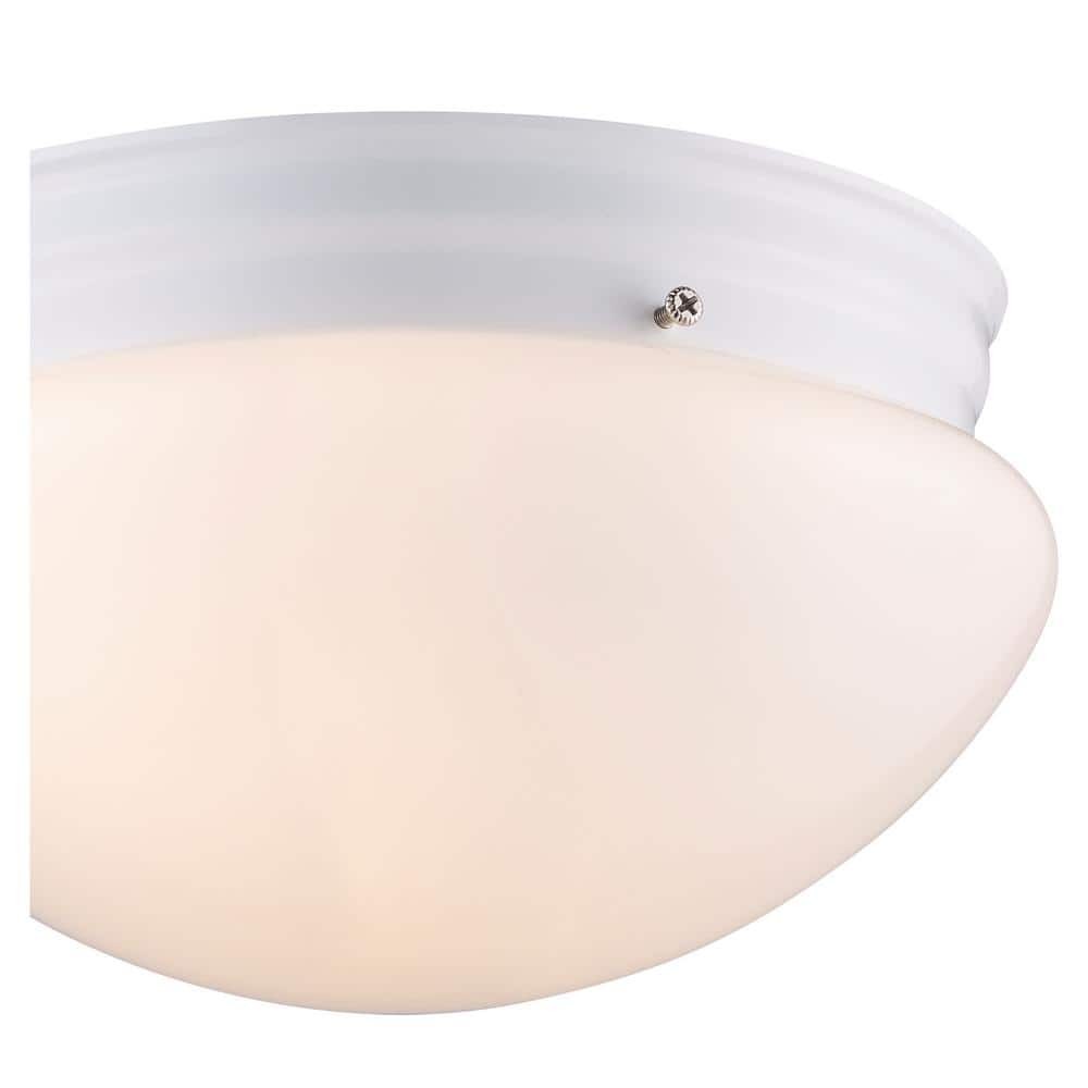 Bel Air Lighting Dash 10 in. 2-Light White Flush Mount Ceiling Light Opal Glass