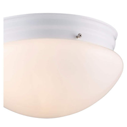 Bel Air Lighting Dash 10 in. 2-Light White Flush Mount Ceiling Light Opal Glass