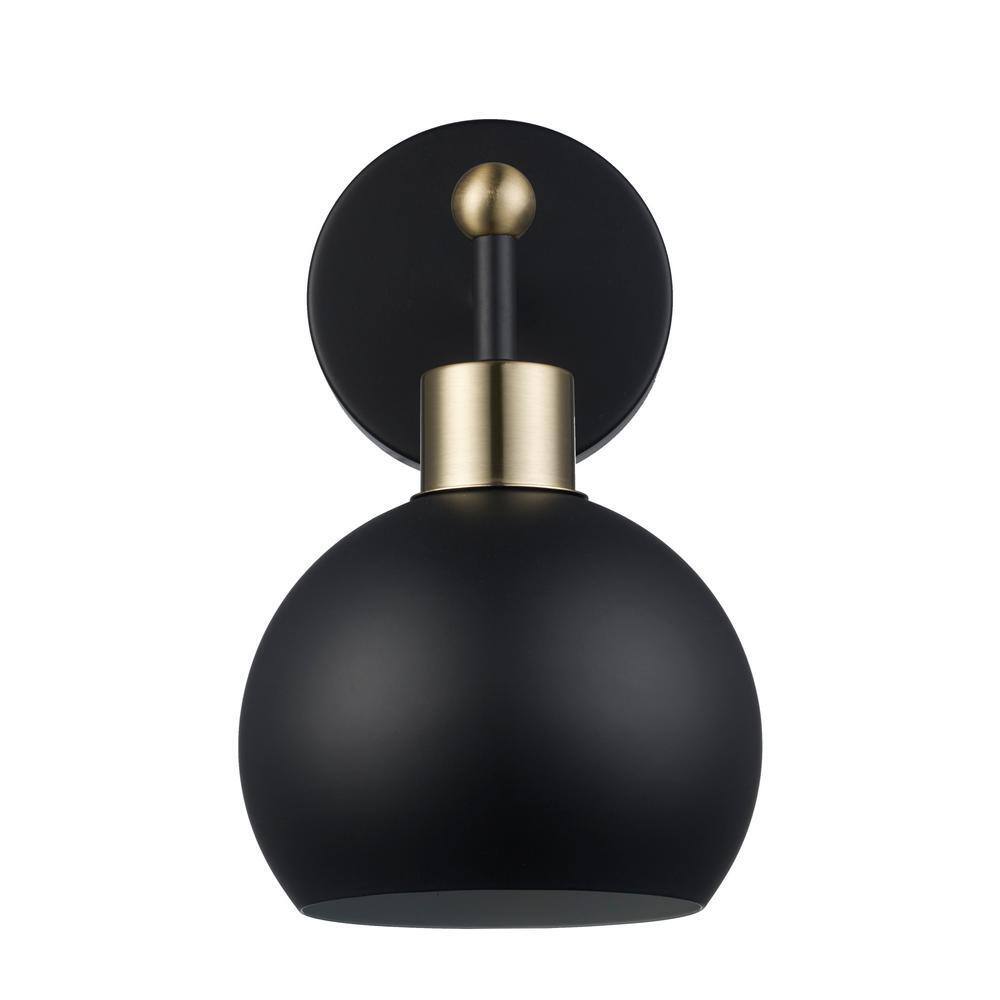 Bel Air Indigo 1-Light Black & Gold Wall Sconce Light Fixture with Metal Shade