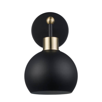 Bel Air Indigo 1-Light Black & Gold Wall Sconce Light Fixture with Metal Shade