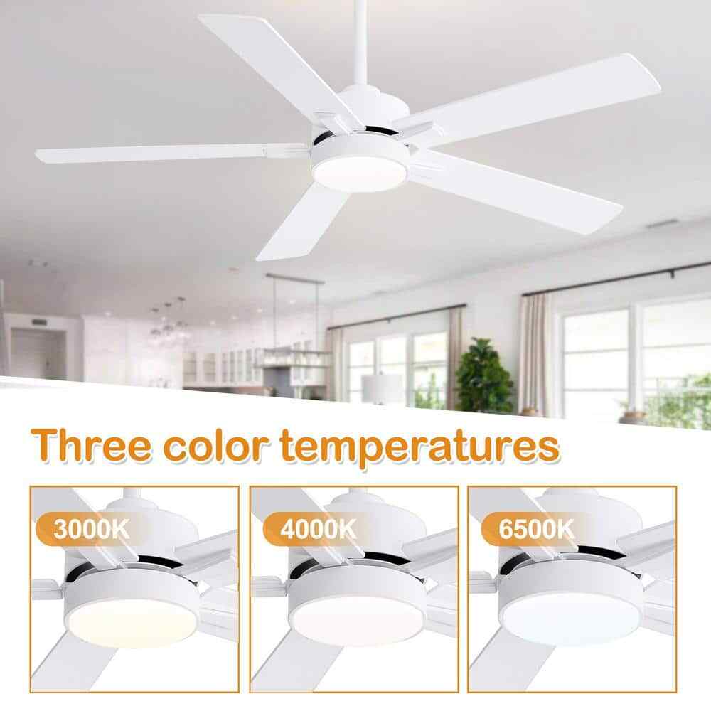Breezary Charlie 52 in. LED Indoor White Ceiling Fans w/ Light & Remote Control