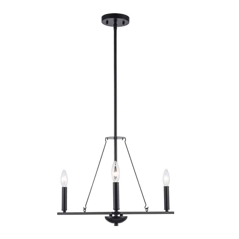 Bel Air Lighting Linden 3-Light Black Candle Chandelier 11643 BK