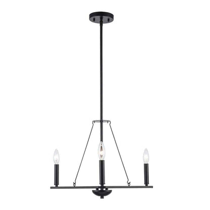 Bel Air Lighting Linden 3-Light Black Candle Chandelier 11643 BK