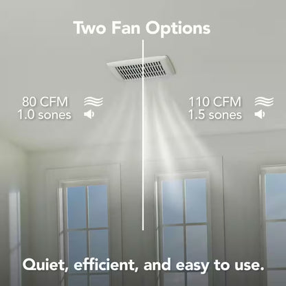 Broan NuTone 80-110 Selectable CFM, Room Side Installation, Bathroom Exhaust Fan