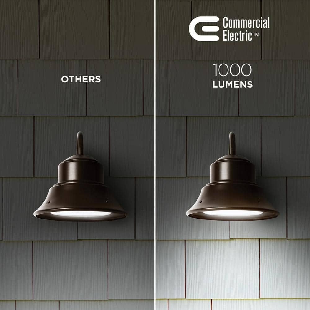 Commercial Electric Integrated LED Bronze Dusk to Dawn Bell Wall Light 4000K