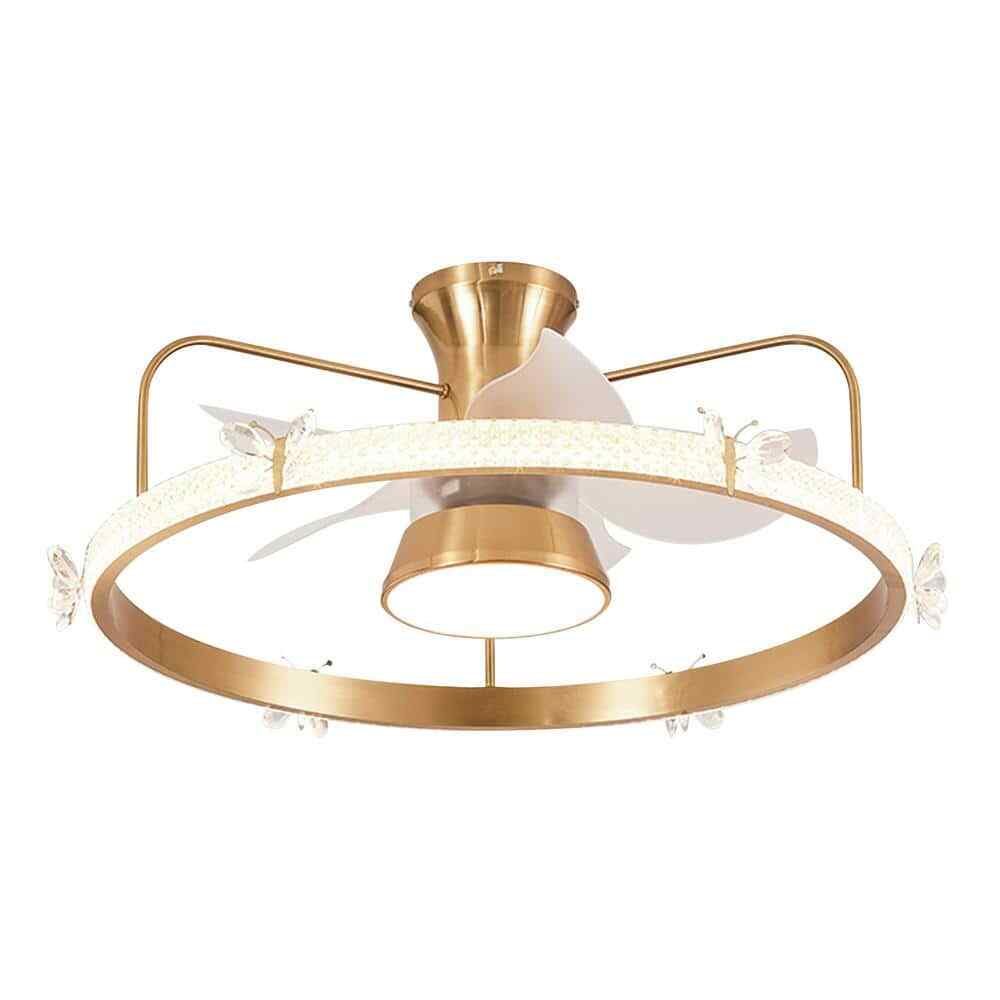Depuley 28 in. Modern Round Crystal Low Profile Ceiling Fan w/ Caged Light