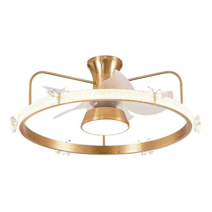 Depuley 28 in. Modern Round Crystal Low Profile Ceiling Fan w/ Caged Light