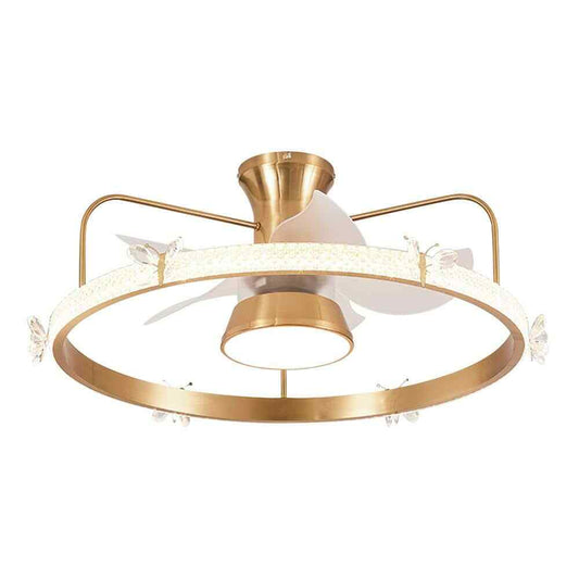 Depuley 28 in. Modern Round Crystal Low Profile Ceiling Fan w/ Caged Light