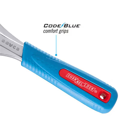 Channellock Slim Jaw WideAzz 8 in. Adjustable Wrench with Code Blue Comfort Grip