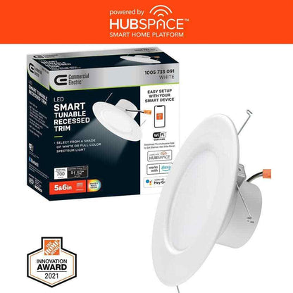 CE 5 in/6 in. SMART Integrated LED Recessed Light Trim Wireless Hubspace