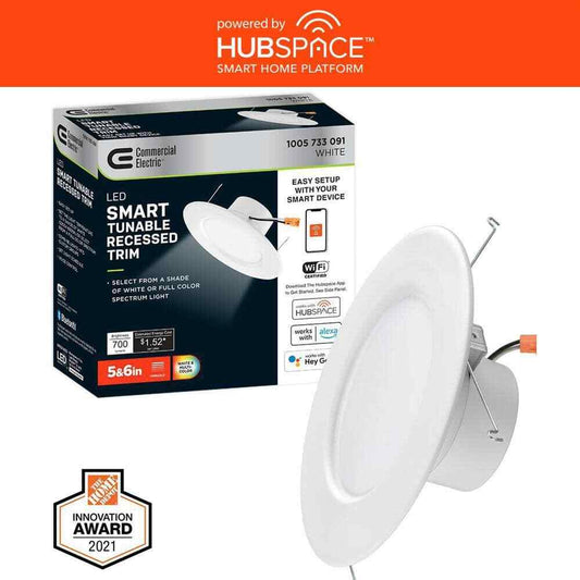 CE 5 in/6 in. SMART Integrated LED Recessed Light Trim Wireless Hubspace
