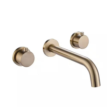 AIMADI Double Handle Wall Mounted Bathroom Faucet with Modern 3-Hole Brass Basin