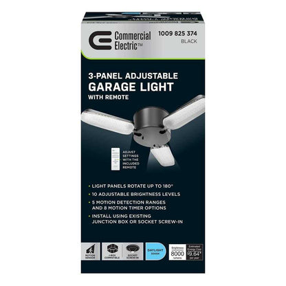 Commercial Electric 8000 Lumen Black LED Utility Garage Shop Light w/ Remote