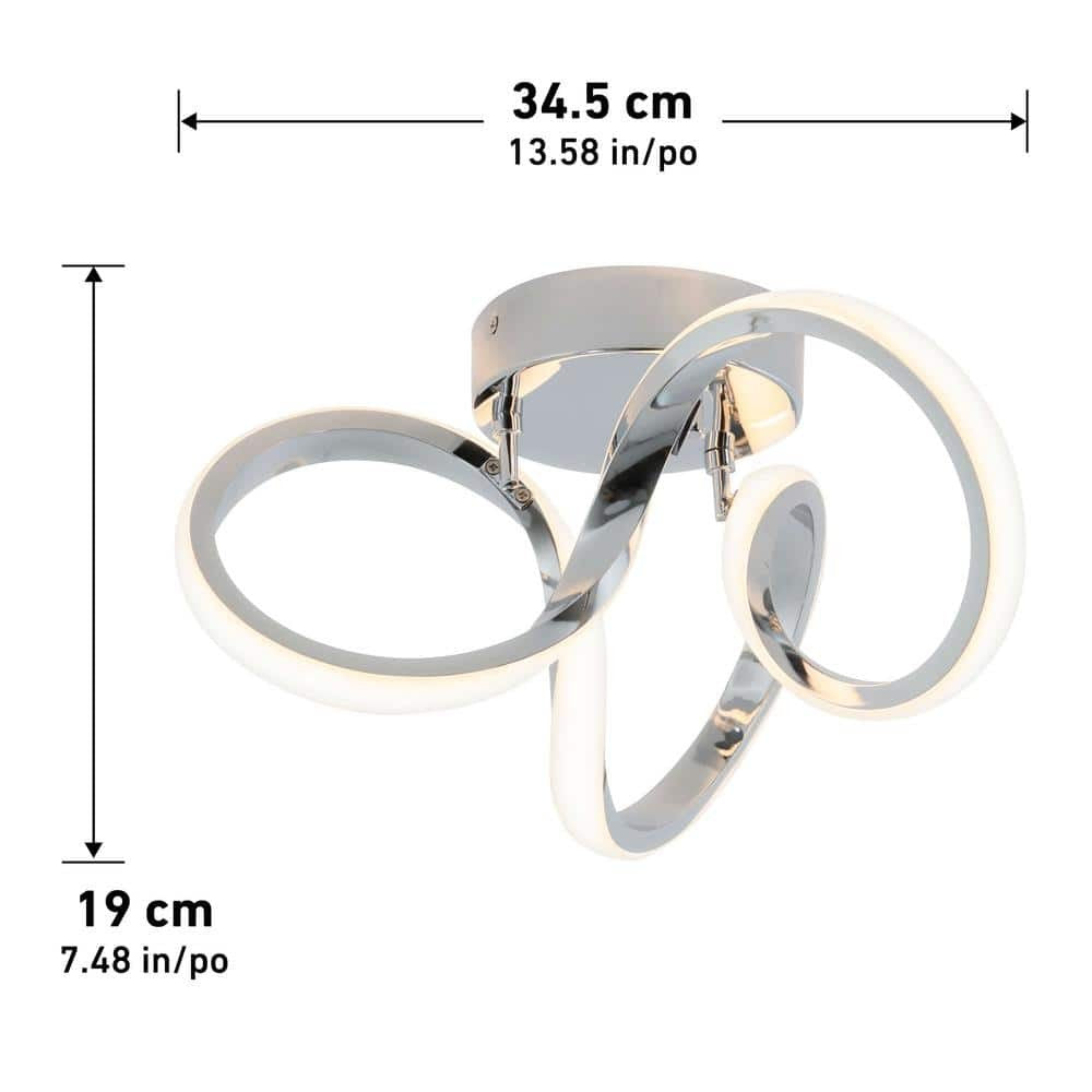 Artika Swirl 13 in. Modern Chrome LED Flush Mount Ceiling Light Fixture