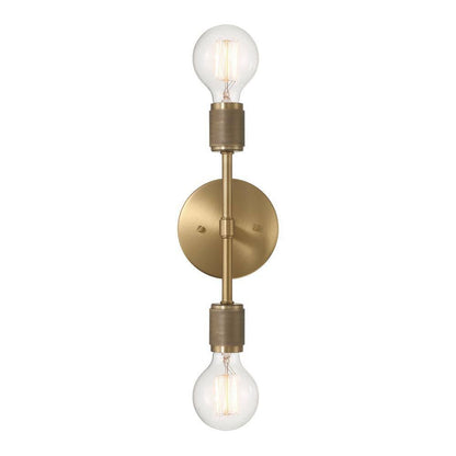 6.37 in. Maxim 2-Light Lacquered Brass Minimalist Wall Sconce with Exposed Bulbs