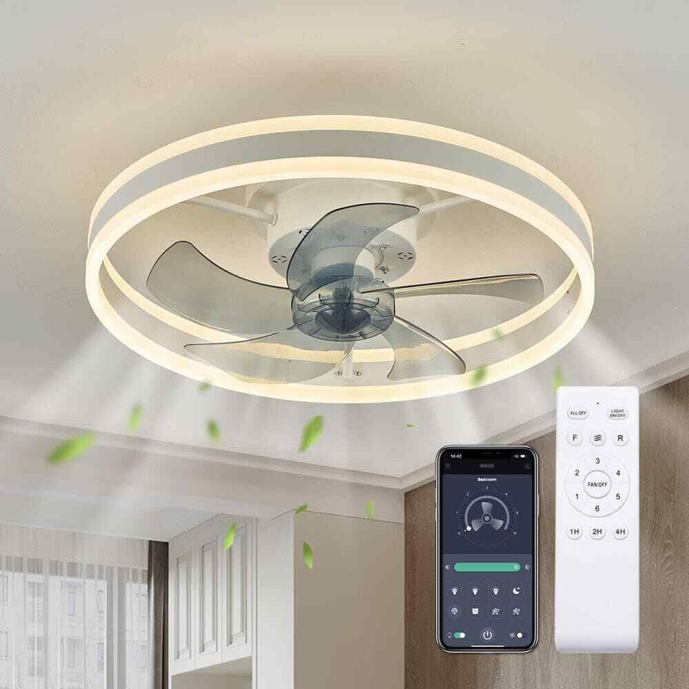 ANTOINE 20 in. LED White Ceiling Fan w/ Light App Remote and Dimmable Lighting