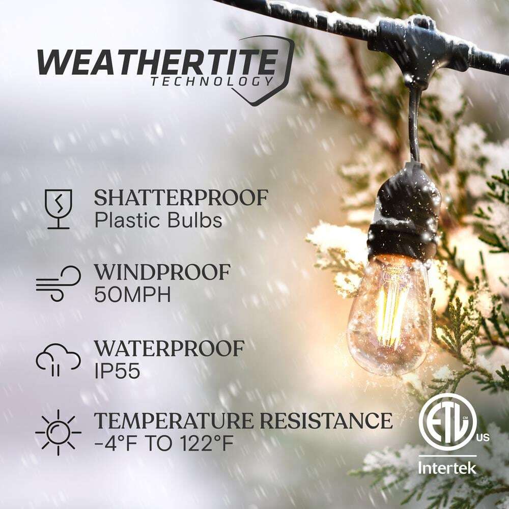 Brightech Ambience Pro 7-Light 24 ft. Outdoor Plug-in 2W 2500k LED S14 Hanging 